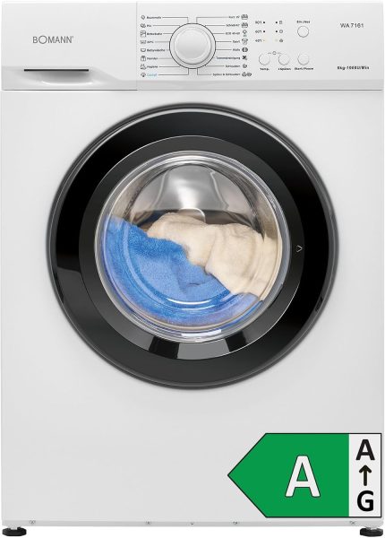 Bomann® Waschmaschine 6Kg | Max. 1000 U/Min. | 5 Jahre Motor-Garantie | Bürstenloser Dc-Motor: Effizient, Leise Und Langlebig | Temperatur Bis Zu 90°C | 16 Programme | Washing Machine | WA 7161