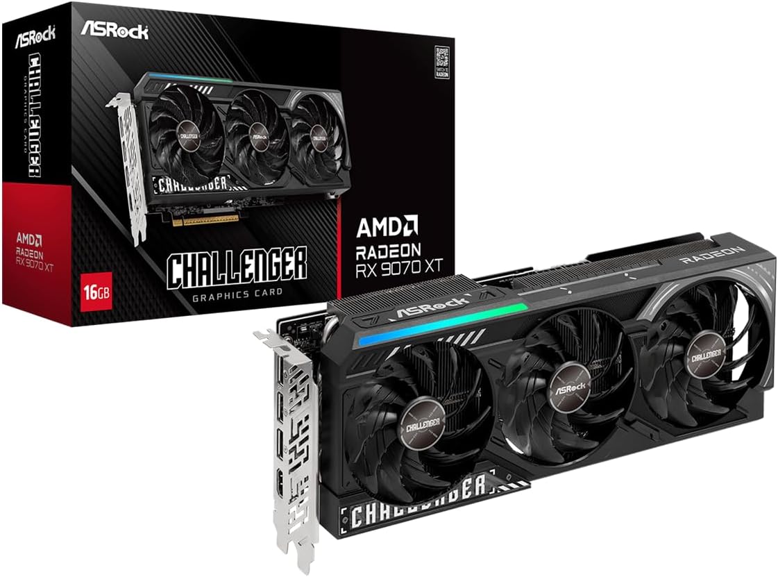 61ch6FkfsXL._AC_SL1200 ASRock AMD Radeon RX 9070 XT 16GB GDDR6 | Challenger & Taichi Blanc | RDNA 4 | PCIe 5.0 | 4K Gaming – Image 1