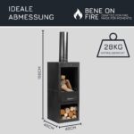BENE ON FIRE « Delaware » Cheminée d'extérieur – Poêle de jardin 150 cm – Cheminée de terrasse moderne en acier thermolaqué – Avec compartiment à bois intégré – Design élégant pour terrasse & jardin – Image 6