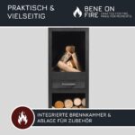 BENE ON FIRE « Delaware » Cheminée d'extérieur – Poêle de jardin 150 cm – Cheminée de terrasse moderne en acier thermolaqué – Avec compartiment à bois intégré – Design élégant pour terrasse & jardin – Image 4