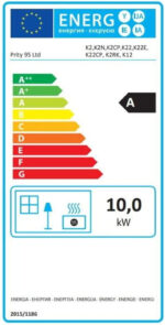 Prity K2 Poêle à bois – 10 kW – Poêle à bois compact & puissant – Construction robuste en acier – Classe d'efficacité énergétique A – Pour jusqu'à 154 m³ – Image 3