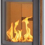 H&M Germany EVO 2.1 XL Poêle à bois – 7 kW – Poêle rond moderne avec habillage en pierre naturelle – Design titane – Compartiment à bois intégré – Classe d'efficacité énergétique A