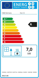 H&M Germany EVO 2.1 Poêle à bois – 7 kW – Poêle design moderne avec vision panoramique – Compartiment à bois intégré avec porte – Classe d'efficacité énergétique A – Raccordements de conduit flexibles – Image 7