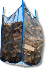 dm-folien Bois-Big Bag (10er Ensemble) – 100 x 100 x 160 cm | 1.000 kg Charge max. | Robuste Big Packs pour Bois de chauffage avec Filet & Fond étoilé | Stable & Réutilisable