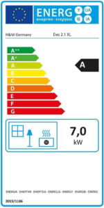 H&M Germany EVO 2.1 XL Poêle à bois – 7 kW – Poêle rond moderne avec habillage en pierre naturelle – Design titane – Compartiment à bois intégré – Classe d'efficacité énergétique A – Image 8