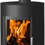 Justus Austin 7 Poêle à bois – 7 kW – Poêle moderne en acier – Avec compartiment à bois & porte – Combustion économe en énergie – Pour bois & lignite – Combustion continue
