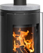 Justus Faro 2.0 Poêle bois & charbon – 6 kW, plaque supérieure en stéatite, design moderne sur pied – Image 2