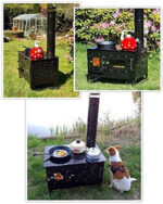 ECOfoxx « Rosalie » Cuisinière d'extérieur – Poêle à bois mobile pour jardin & camping – Avec four & plaque de cuisson – Compact & transportable – Design robuste émaillé – Image 4