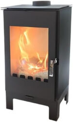 Verso Ina L Poêle à bois sur pied – 7,5 kW – Poêle à bois efficace en noir élégant – Idéal pour pièces jusqu'à 120 m³ – Combustion écologique – Design robuste