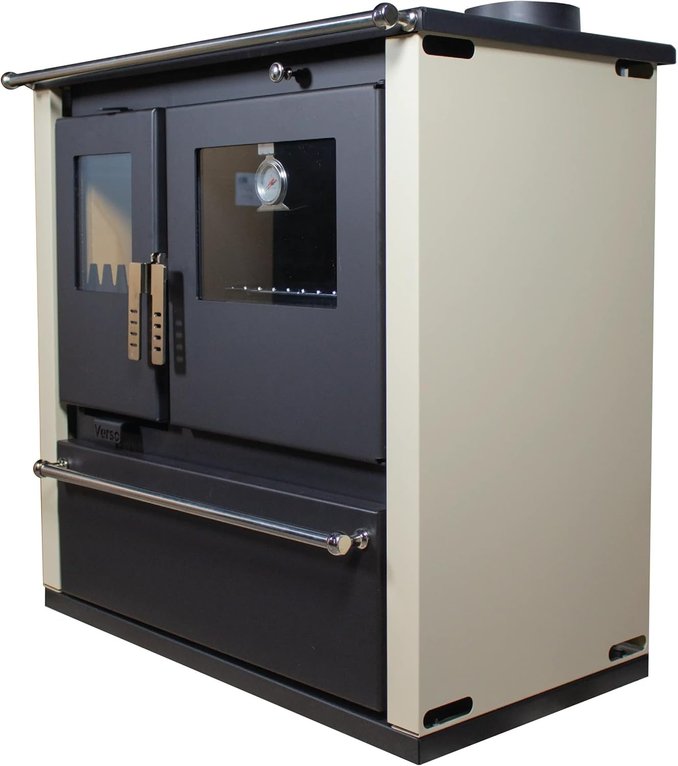79d45fbfe387a0bb6dbff36bc2dcdbc3.jpg Nana IF Verso CS Plus Cuisinière à bois – 7,7 kW – Poêle à bois multifonction avec four & surface de cuisson – Classe d'efficacité énergétique A+ – Design ivoire – Écologique – Image 1
