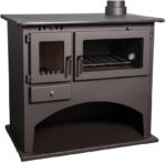 EEK Viki Cuisinière à bois – 10,5 kW – Poêle d'atelier puissant avec four & plaque de cuisson – Pour pièces jusqu'à 200 m² – Chauffage & cuisson autonomes – Design robuste avec compartiment à bois – Image 2
