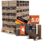 Paligo Heizfuxx Pinikay Briquettes de bois, feuillus, octogonales – Cheminée, poêle, bois de chauffage – Briquettes de chauffage 96 paquets de 10 kg, 960 kg / 1 palette
