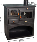 Prity 1P34 Cuisinière à bois – 10,1 kW – Poêle à bois multifonction avec four & plaque de cuisson – Classe d'efficacité énergétique A – Construction robuste en acier – Efficace & compact – Image 7