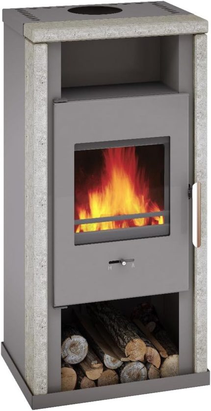Wamsler Yuna Poêle à bois sur pied – 6 kW, gris fer