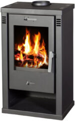 Balkan Énergie Talon Poêle à bois – 7 kW – Poêle à convection moderne – Gris graphite – Avec compartiment à bois – Classe d'efficacité énergétique A – Conforme Ecodesign – Image 3