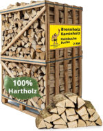 Neandertaler Feuer Premium Eichen-Brennholz 25 cm – 2 RM kammergetrocknet auf Palette (ca. 1000 kg) – Ofenfertig für Kamin, Pizzaofen, Grill & Smoker