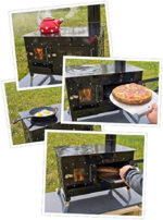 ECOfoxx « Rosalie » Cuisinière d'extérieur – Poêle à bois mobile pour jardin & camping – Avec four & plaque de cuisson – Compact & transportable – Design robuste émaillé – Image 2