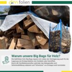 dm-folien Bois-Big Bag (10er Ensemble) – 100 x 100 x 160 cm | 1.000 kg Charge max. | Robuste Big Packs pour Bois de chauffage avec Filet & Fond étoilé | Stable & Réutilisable – Image 6