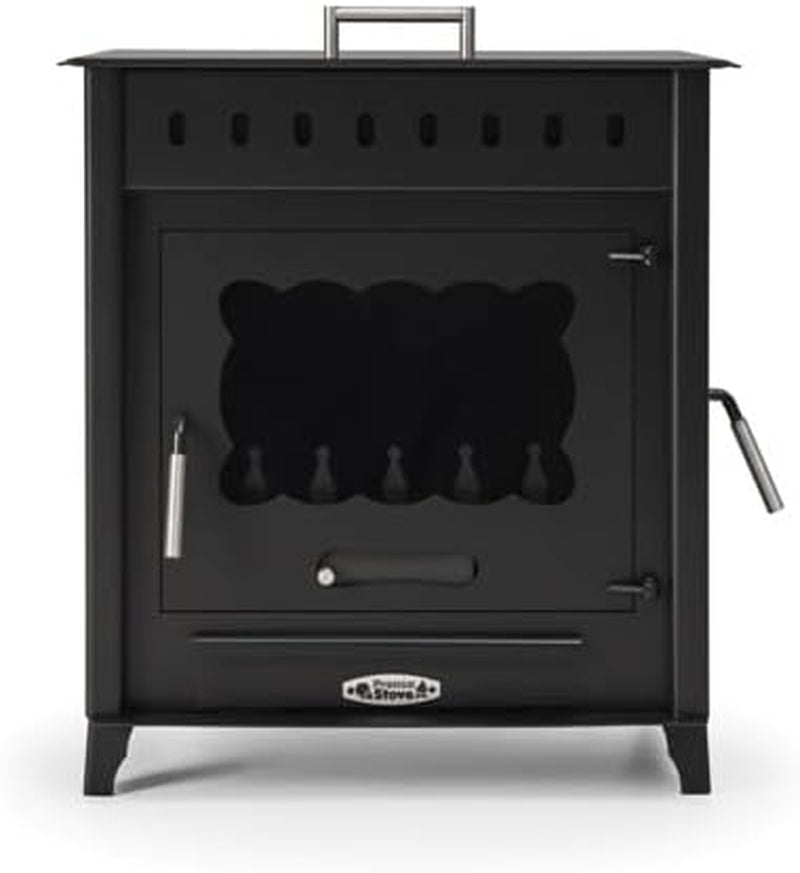 e4aec8bb931a8654117f9d9906624cd4.jpg Prensa Vesubio 2 Poêle à bois – 14,3 kW – Puissant poêle d'atelier & cuisinière avec four – Classe d'efficacité énergétique A – Construction robuste en acier – Avec porte de chargement latérale – Image 1
