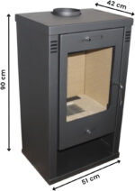 Balkan Énergie Talon Poêle à bois – 7 kW – Poêle à convection moderne – Gris graphite – Avec compartiment à bois – Classe d'efficacité énergétique A – Conforme Ecodesign – Image 4
