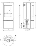 H&M Germany EVO 2.1 Poêle à bois – 7 kW – Poêle design moderne avec vision panoramique – Compartiment à bois intégré avec porte – Classe d'efficacité énergétique A – Raccordements de conduit flexibles – Image 6