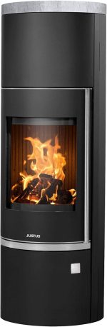 Justus Faro W+ 2.0 Poêle bois & charbon – 7 kW, acier noir avec plaque supérieure en stéatite