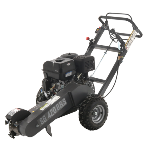 speedia-11-2.webp Rogneuse de souches BlackStone SG 420 B&S - Moteur B&S XR2100 420 cm³ - Disque de coupe à 8 marteaux en carbure - Neuve – Image 1
